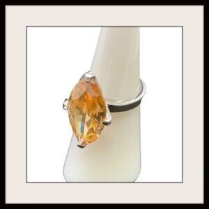 Nwt Sterling Silver Marquise Cut Citrine Statement Ring